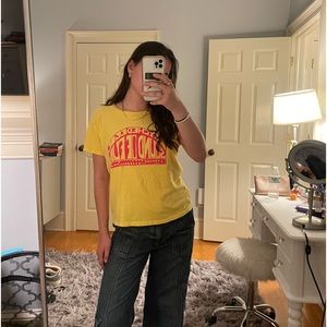 MOTHER Denim retro yellow and pink graphic tee